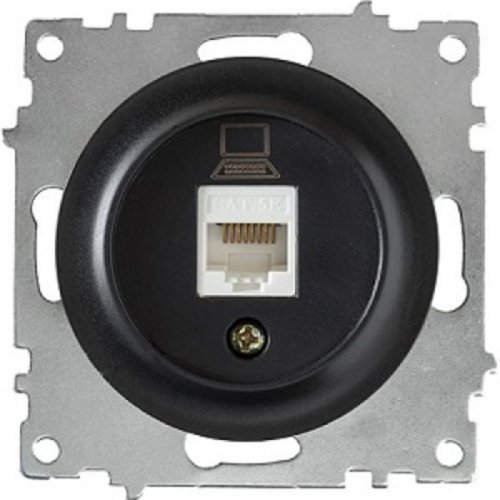 Розетка компьютерная без рамки OneKeyElectro Florence 1-м. RJ45 5e черный картинка